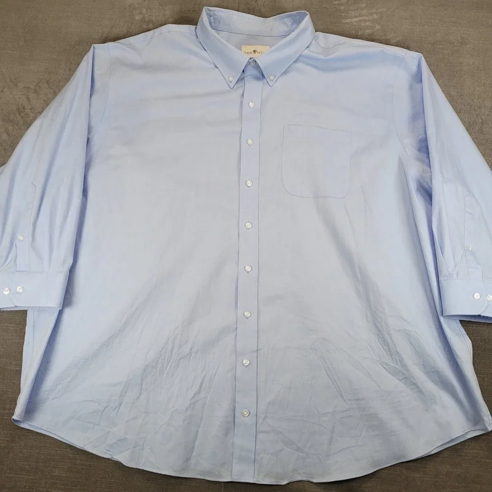 Oak Hill Mens Dress Shirt‎ 22 34/35 Light Blue Classic Fit Non-Iron Button Down